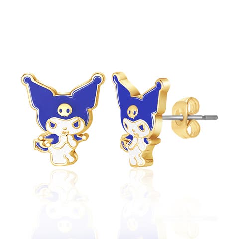 Kuromi Flash Plated Enamel Stud Earrings