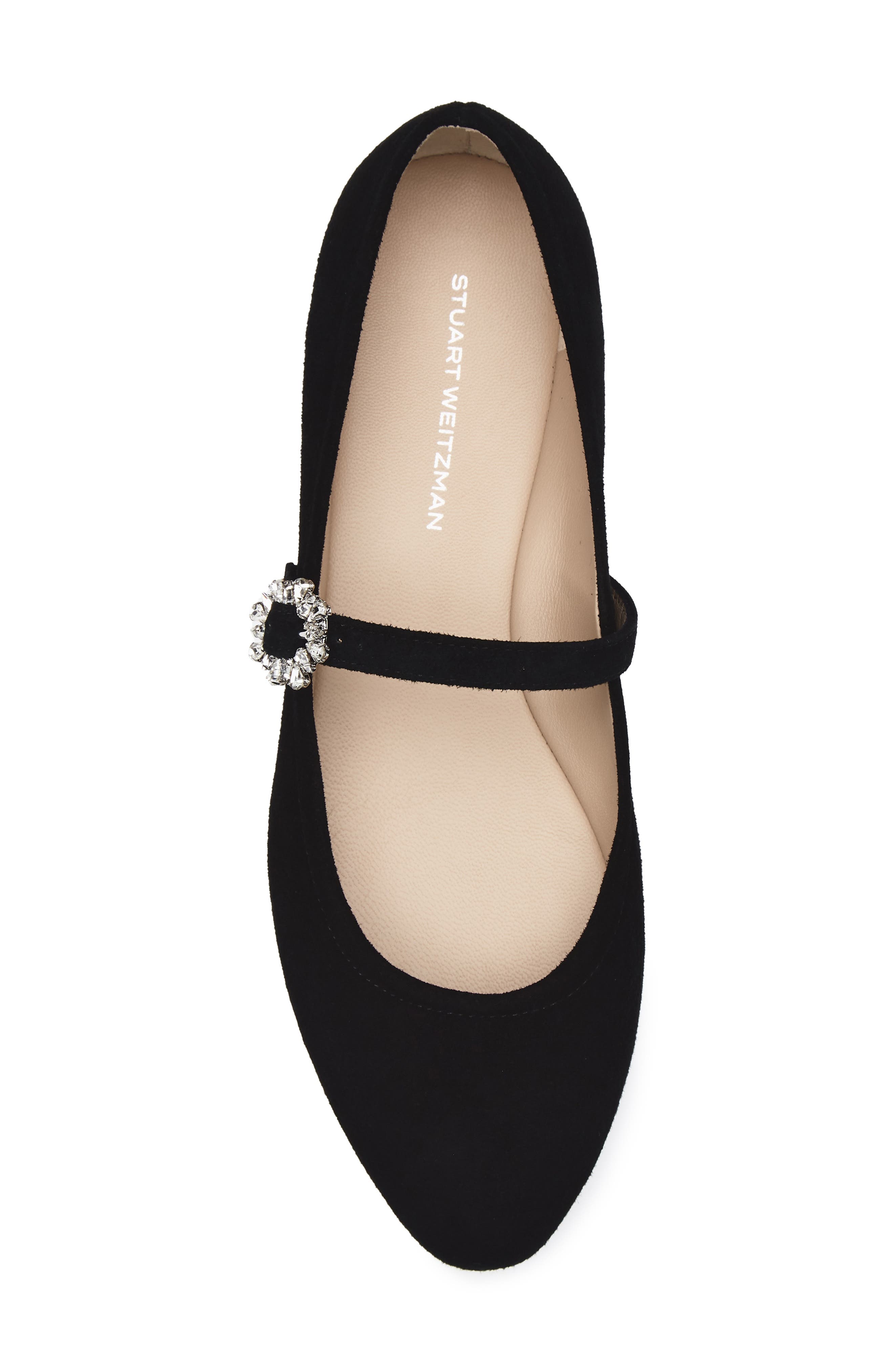 Stuart Weitzman Aura May Jane Flat, Alternate, color, Black/ Black