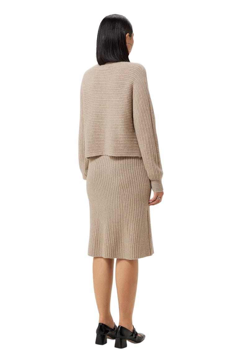 Cashmere Cropped T-Neck Sweater, Alternate, color, warm grey