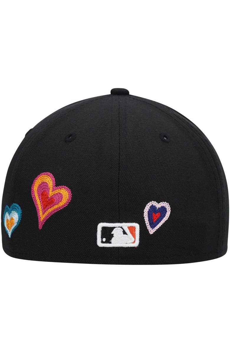 New Era Men's New Era Black San Francisco Giants Chain Stitch Heart 59FIFTY Fitted Hat, Alternate, color, 