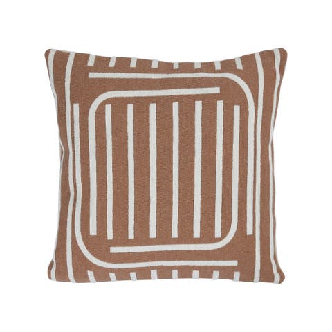 Woven Cotton Reversible Pillow with Lines