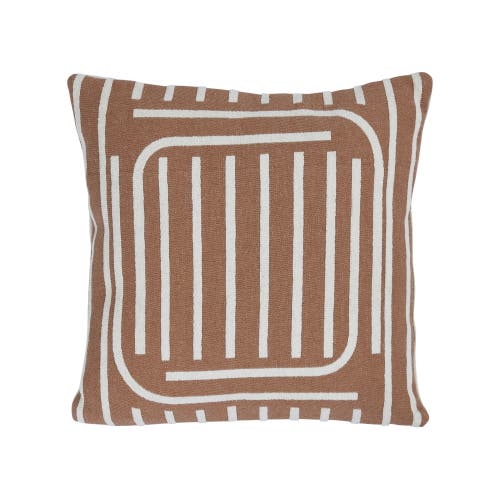 Storied Home Woven Cotton Reversible Pillow With Lines In Brown