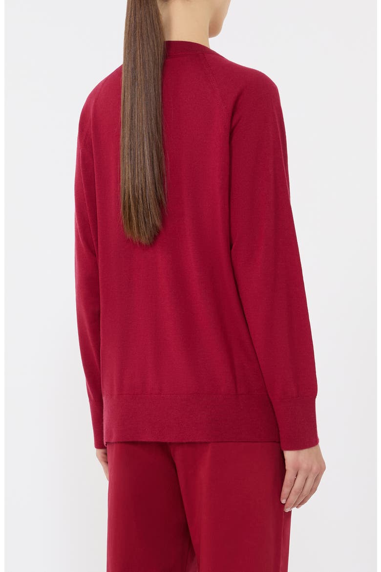 Clarino Wool & Cashmere Cardigan, Alternate, color, DARK RED