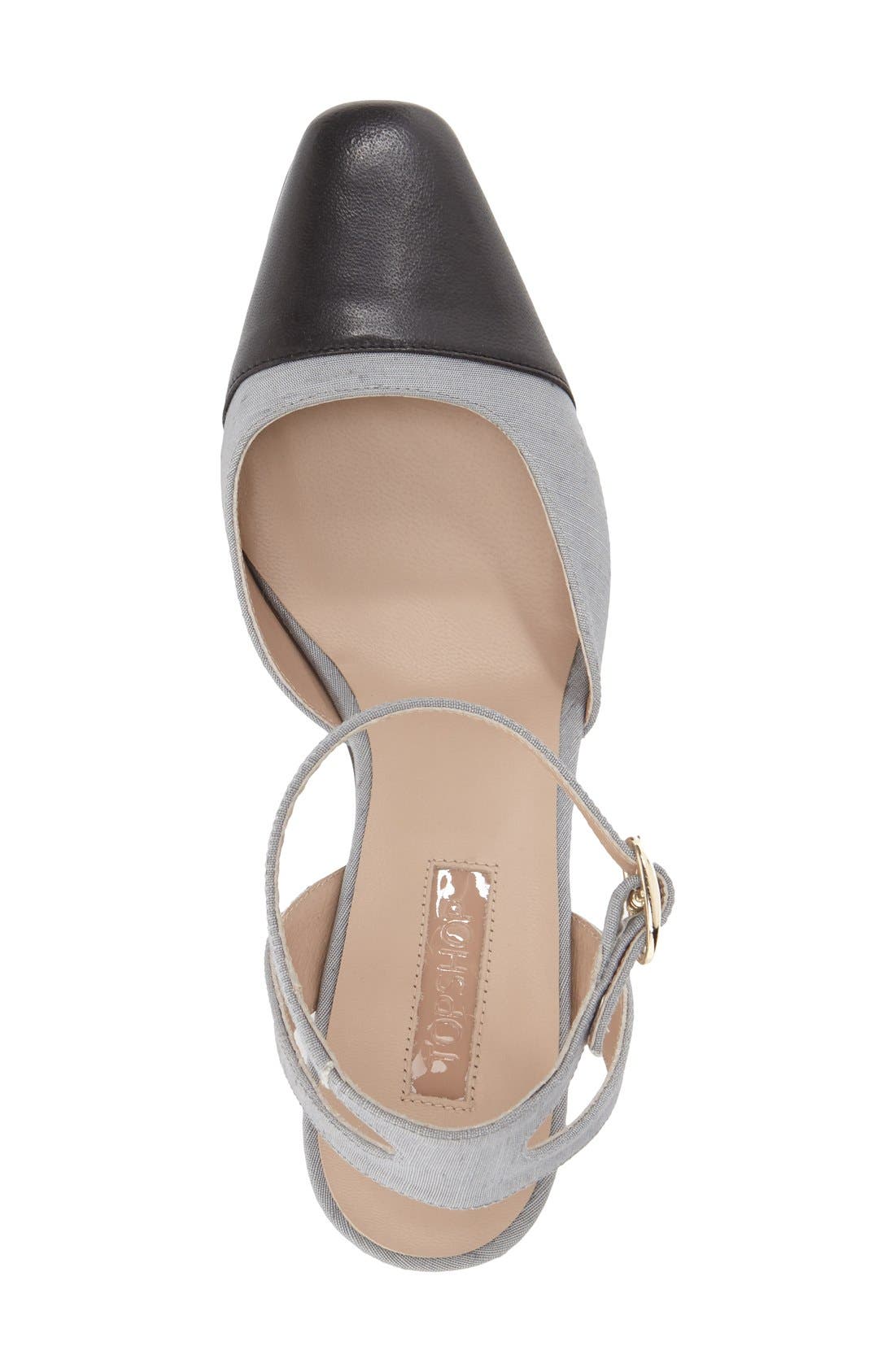 'Jewel' Cap Toe Block Heel Pump, Alternate, color, SILVER