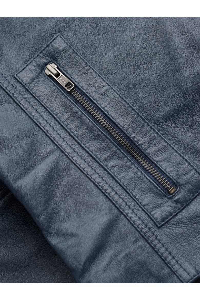 Stand Collar Biker Jacket, Alternate, color, INDIGO