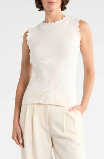 Scallop Trim Sleeveless Sweater