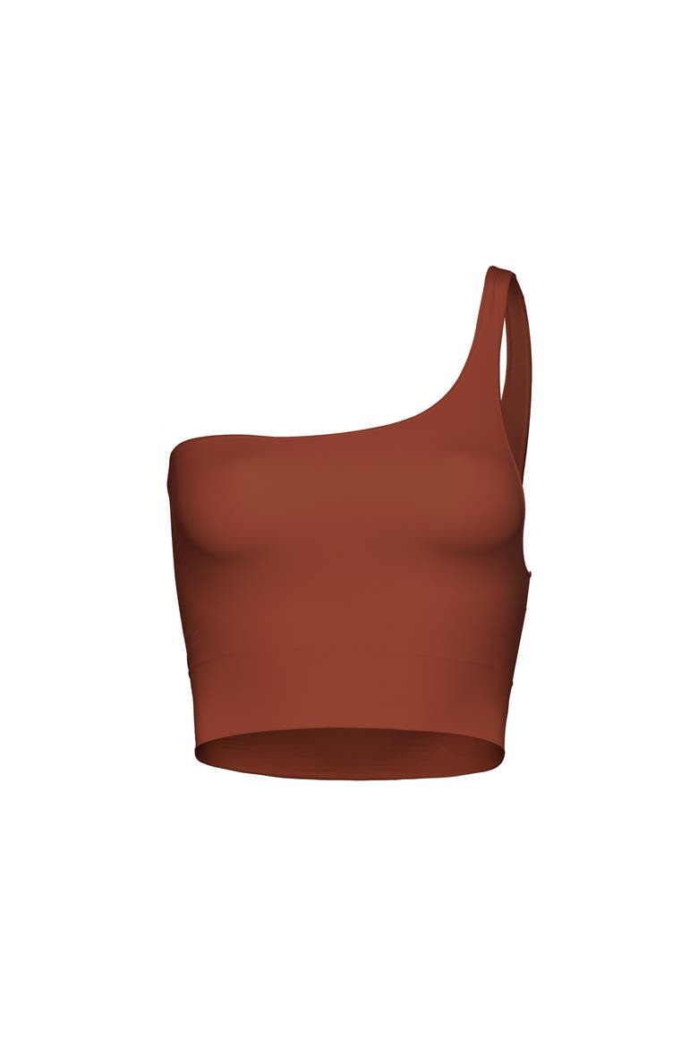 Seamless Smooth One Shoulder Top, Alternate, color, Brown