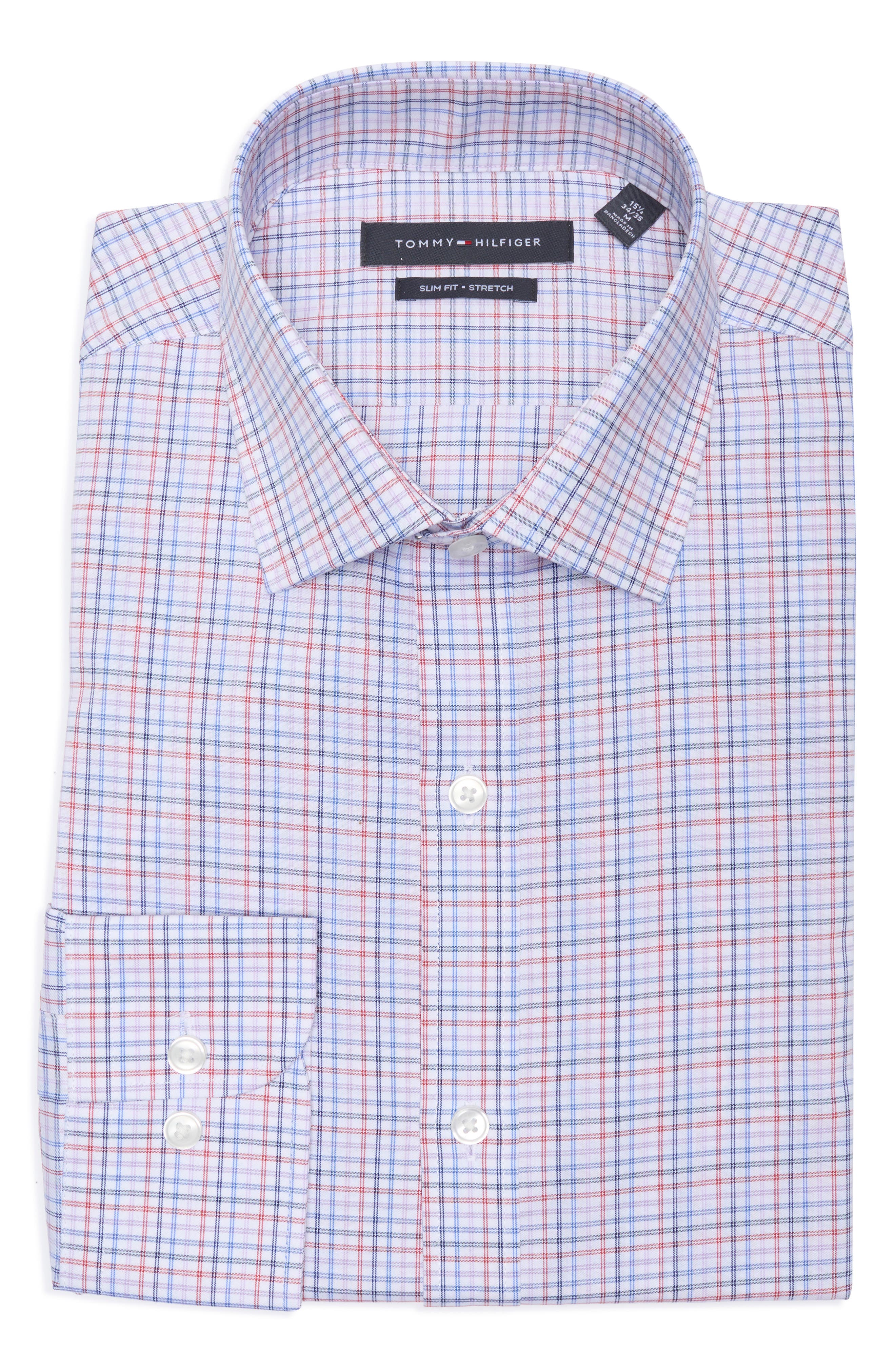 Tommy Hilfiger Slim Fit Check Stretch Cotton Dress Shirt