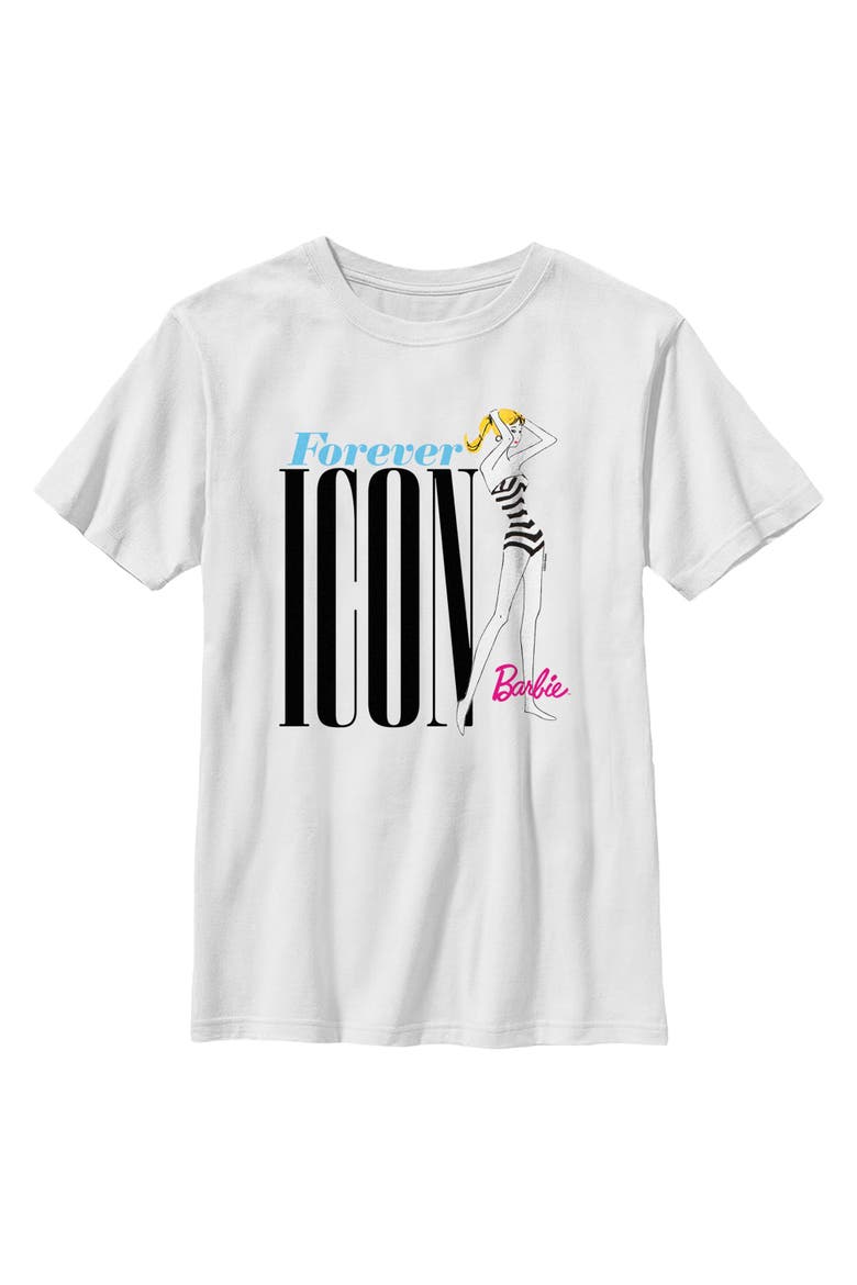 Boys' Striped Swimsuit Forever Icon T-Shirt, Main, color, White