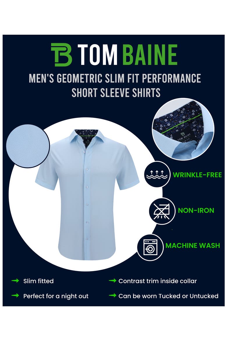 Slim Fit Performance Short Sleeve Button-Up Shirt, Alternate, color, BLUE