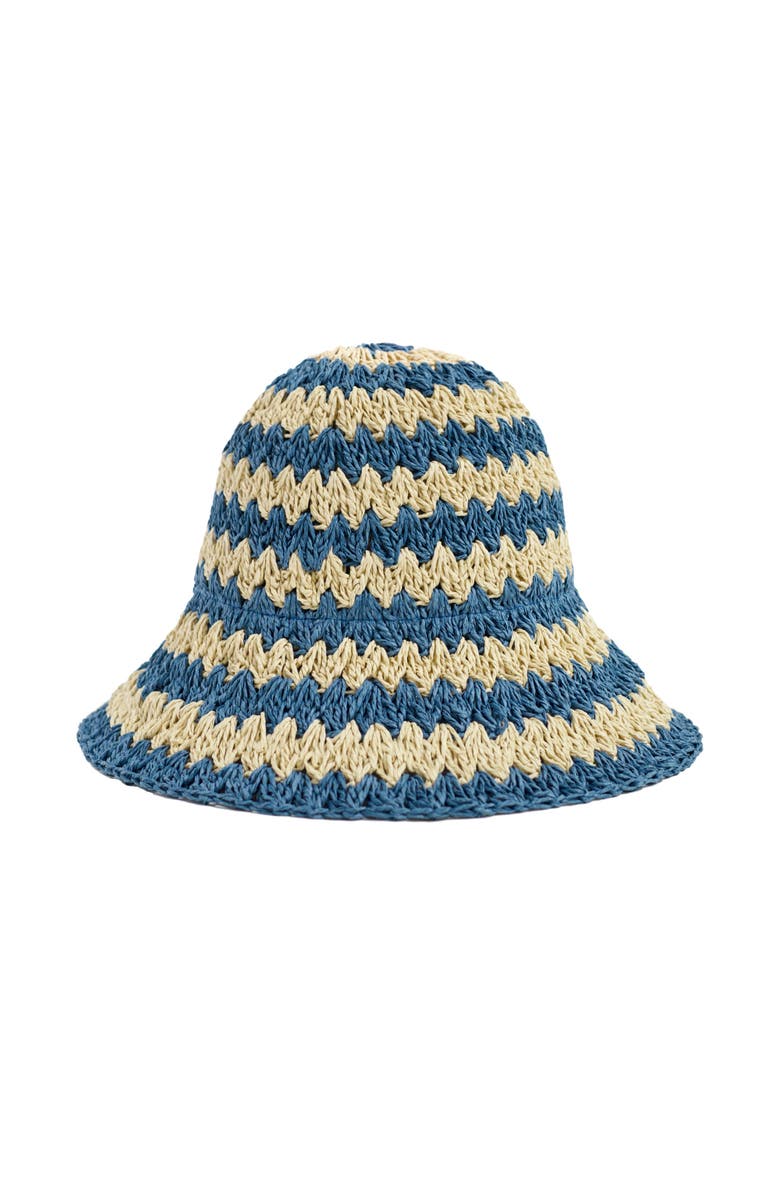 Lost Pattern "Linea" Packable Straw Hat, Main, color, Blue