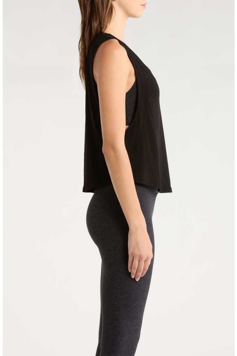 Flow Crop Cotton Muscle Tank, Alternate, color, BLACK