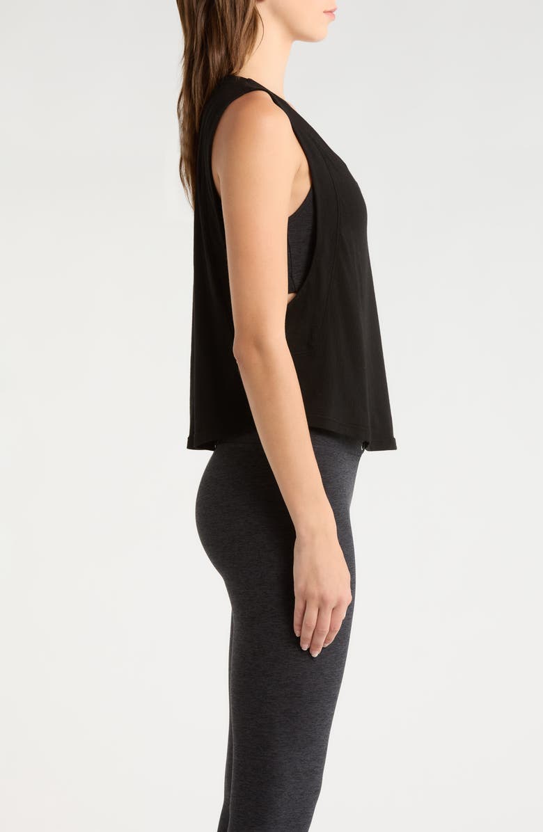 Year of Ours Flow Crop Cotton Muscle Tank, Alternate, color, Black