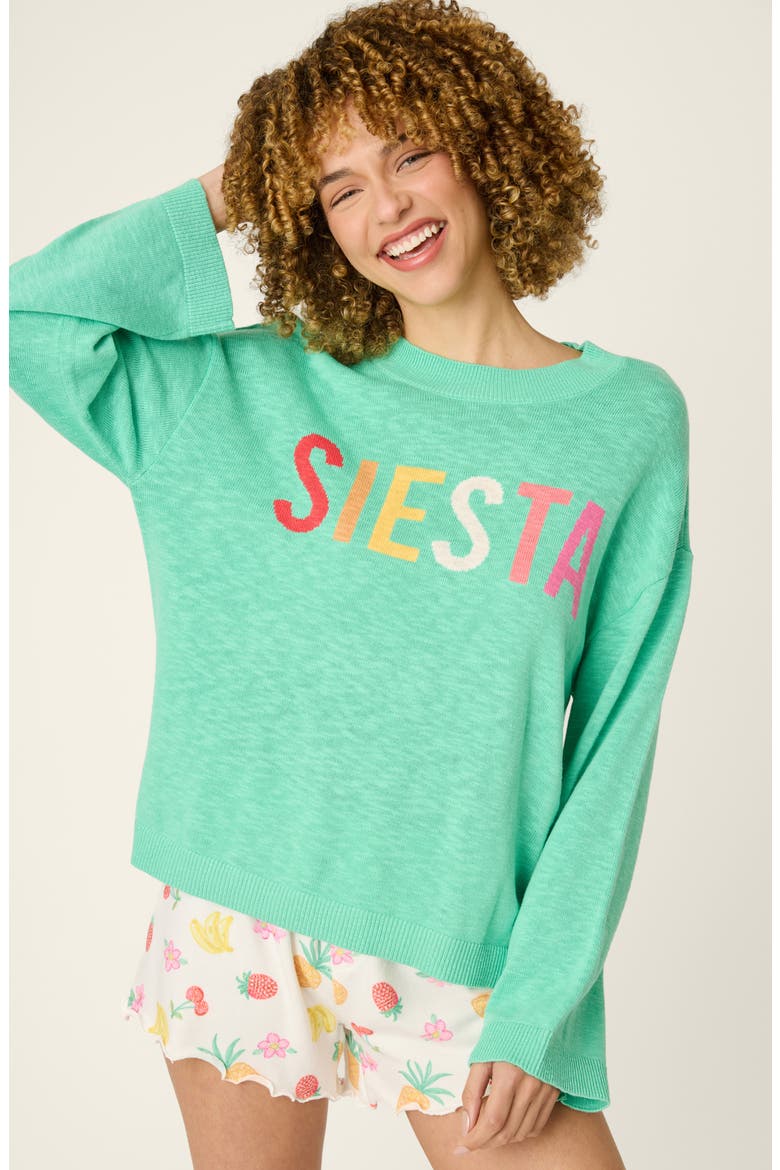 Viva La Vida Crewneck Sweater, Alternate, color, TROPIC GREEN