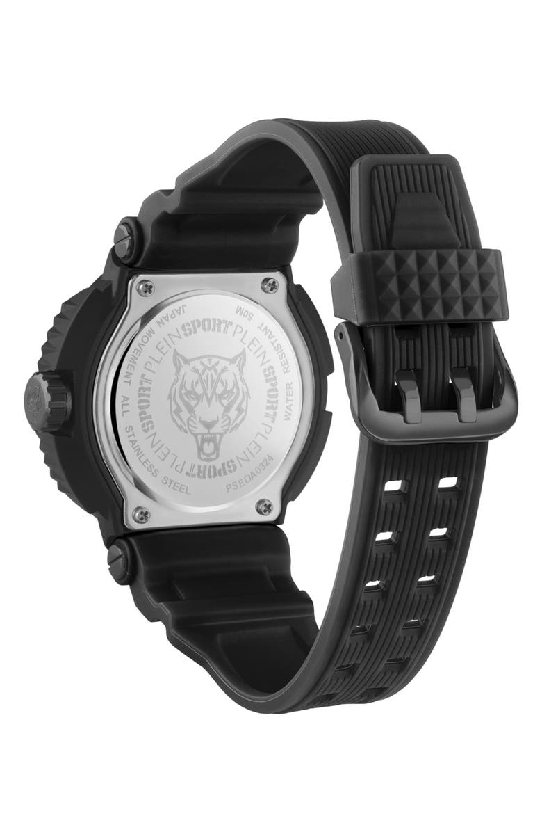 PLEIN SPORT Tiger Power Watch, Alternate, color, Black/ Grey/ Black
