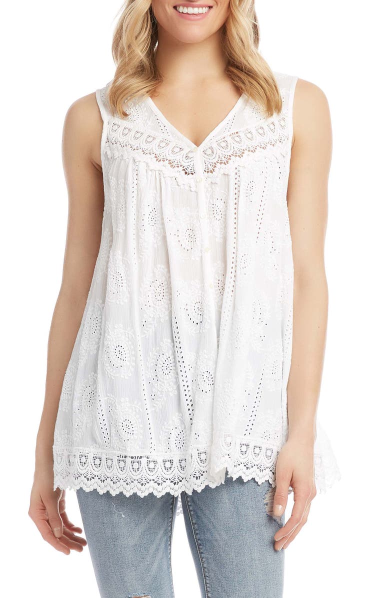 Karen Kane Eyelet & Lace Top, Main, color, 