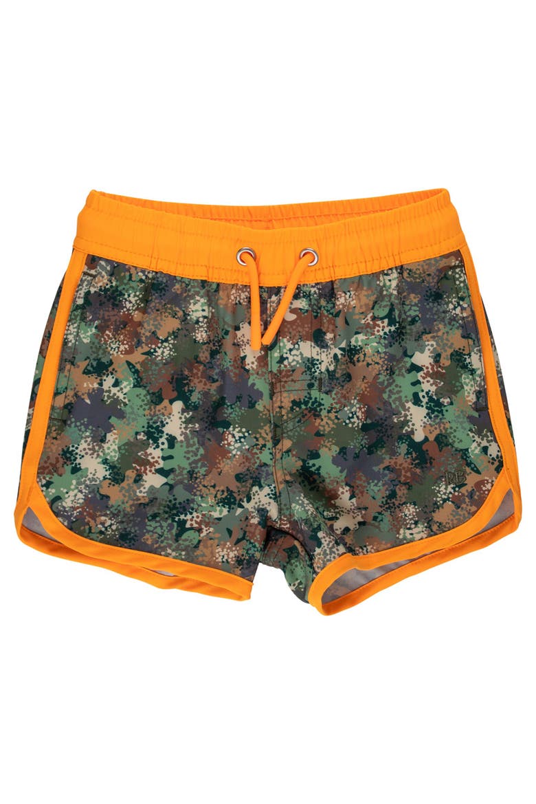 UPF50+ Sun Protected Stretch Dolphin Hem Swim Trunks, Main, color, Classic Camo