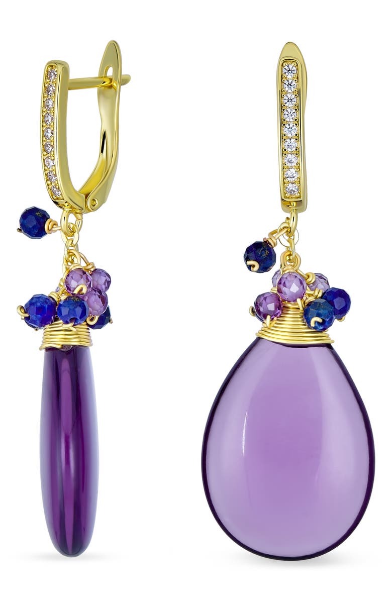 BLING JEWELRY Beaded Teardrop Earrings, Main, color, Lavender