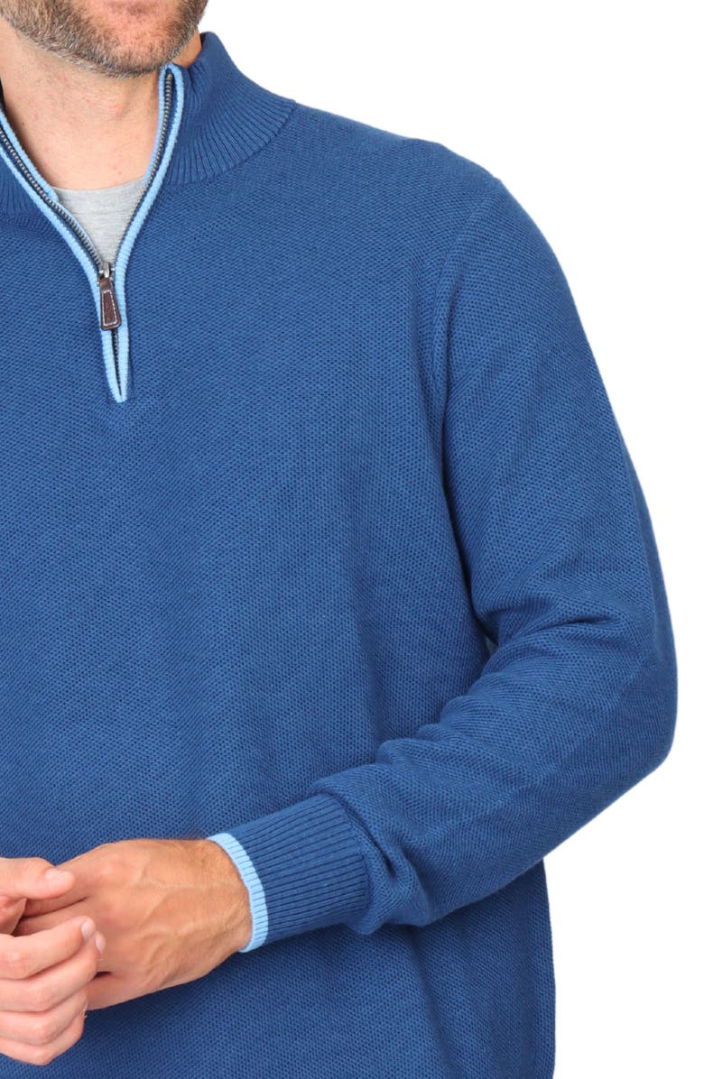 TailorByrd Waffle Knit Quarter Zip Sweater, Alternate, color, Indigo Blue