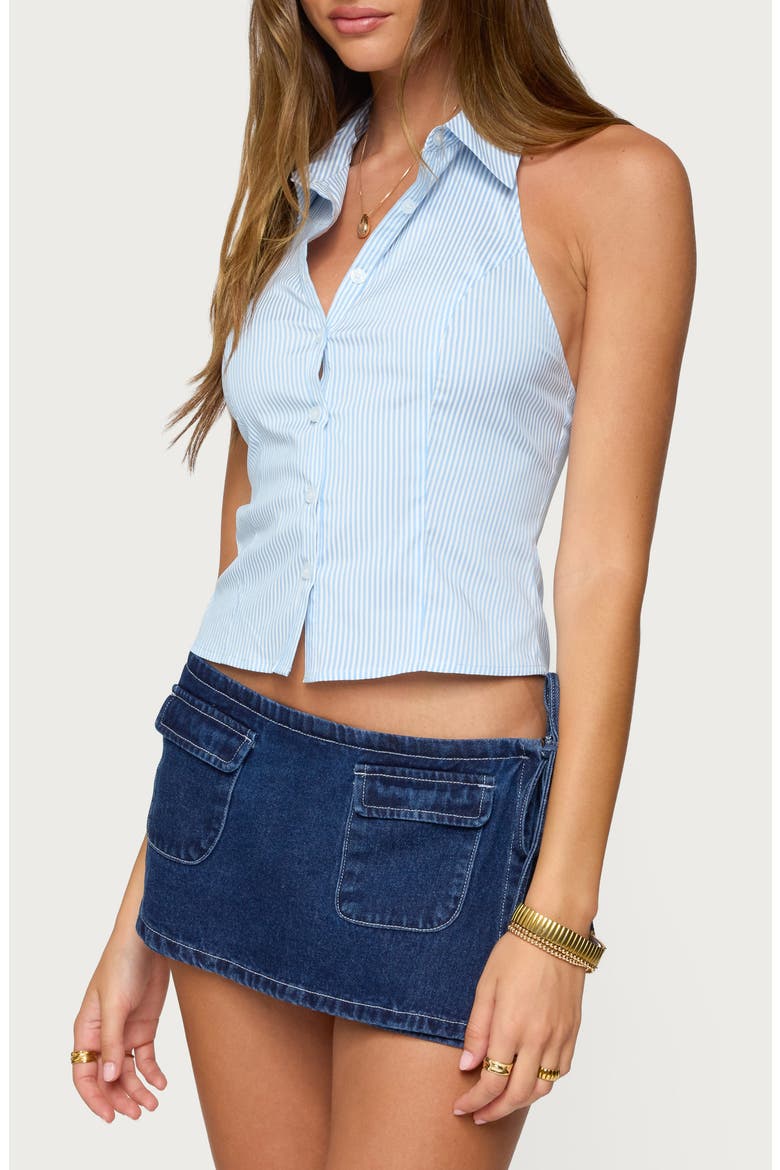 Debra Tailored Pinstripe Halter Top, Alternate, color, LIGHT-BLUE