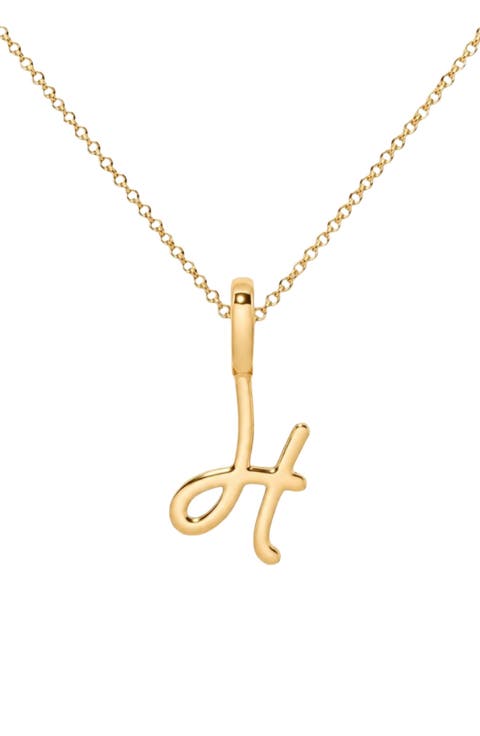 Script Initial Charm Necklace