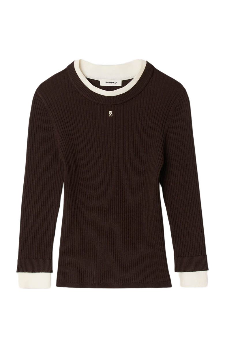 SANDRO 2-in-1 sweater, Alternate, color, Brown