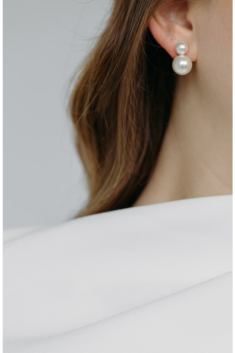 Iris Faux Pearl Drop Earrings, Alternate, color, PEARL