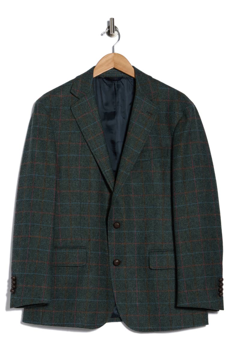 Brooks Brothers Plaid Tweed Wool Blazer, Main, color, Green Plaid