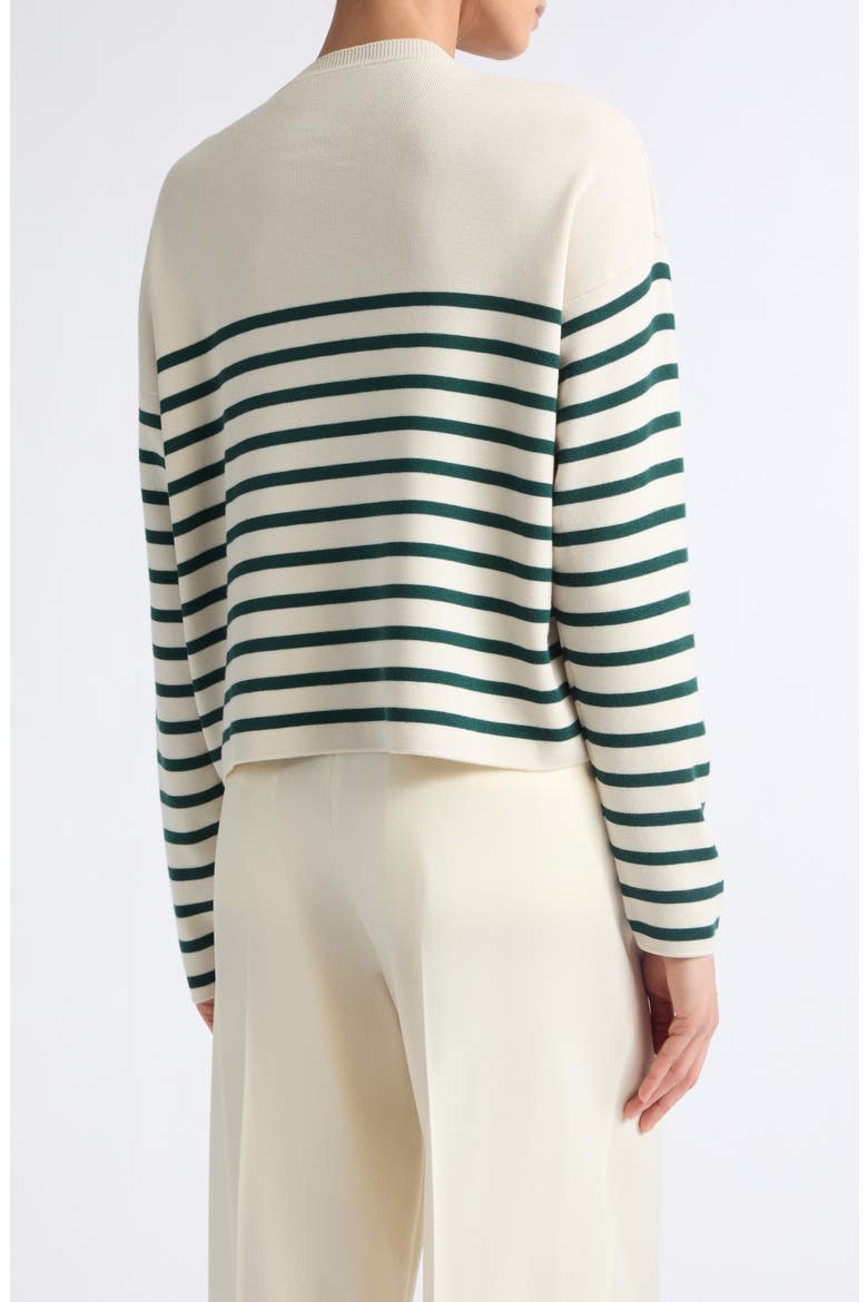 Embroidered Logo Stripe Virgin Wool Sweater, Alternate, color, WHITE/ BLUE