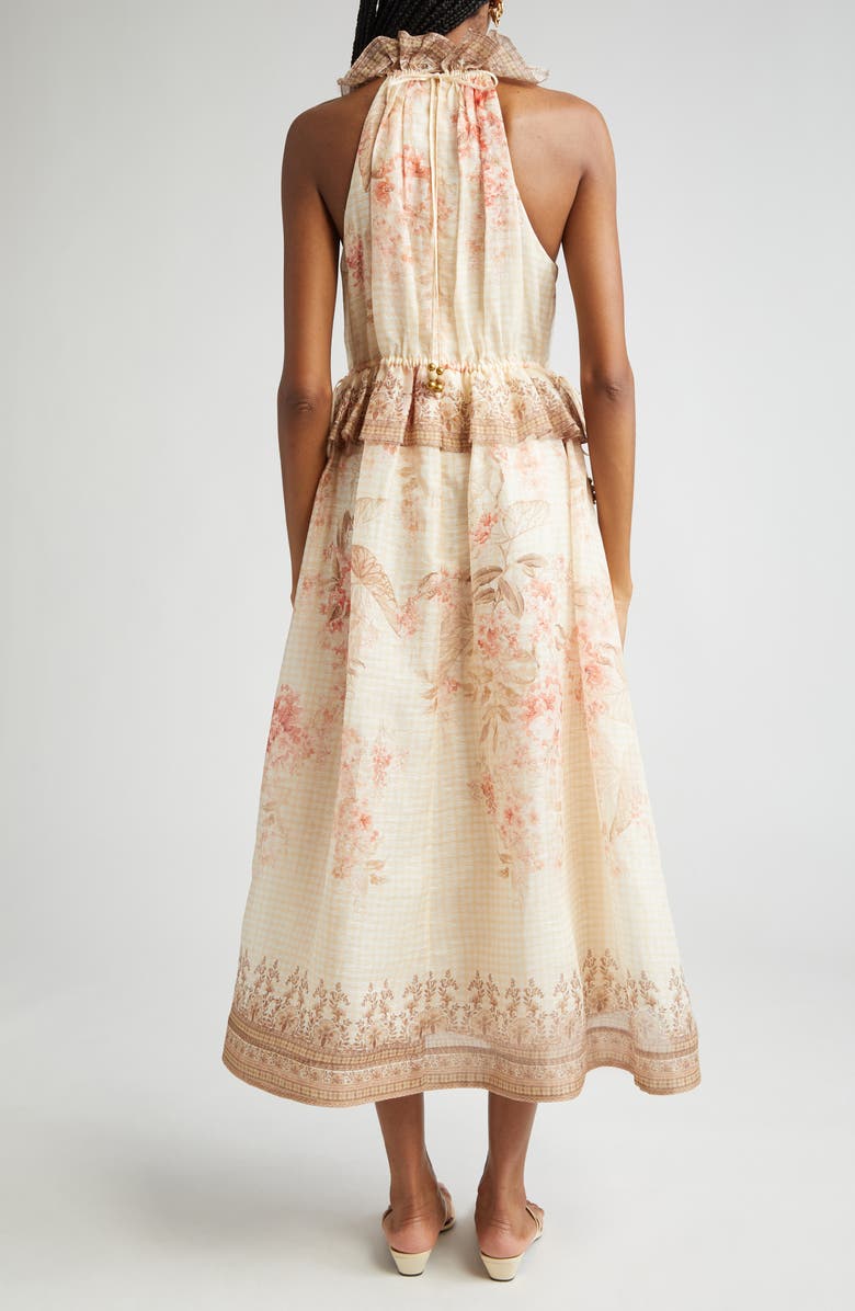 Tropical Floral Linen & Silk Midi Dress