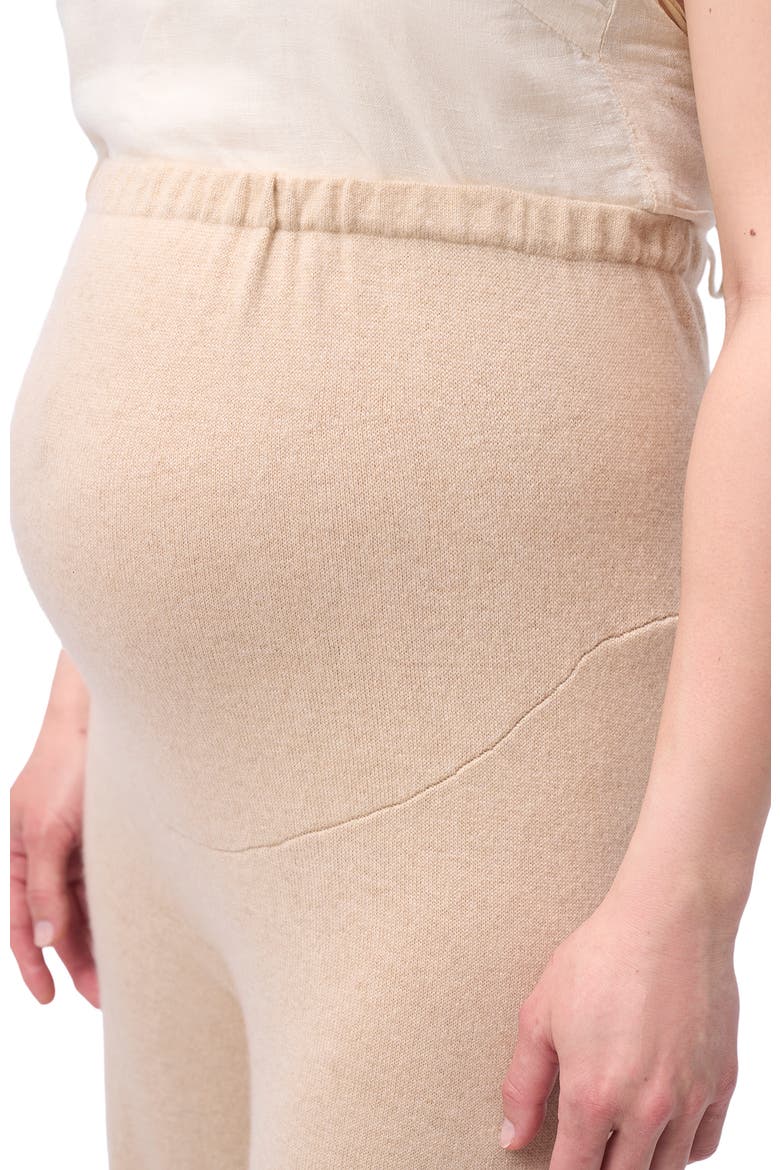 Wide-Leg Knitted Maternity Cashmere Pants, Alternate, color, beige