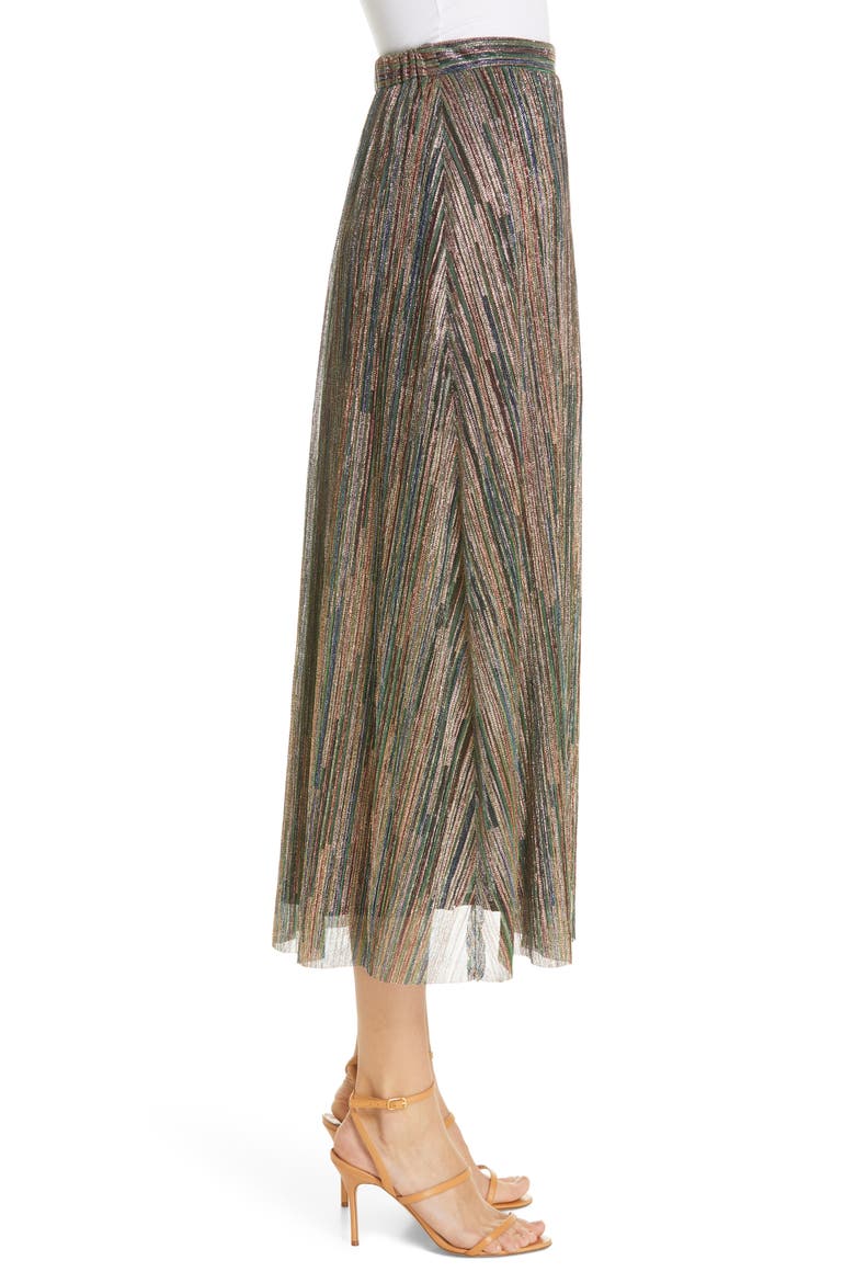 Suzon Metallic Midi Skirt, Alternate, color, VERT