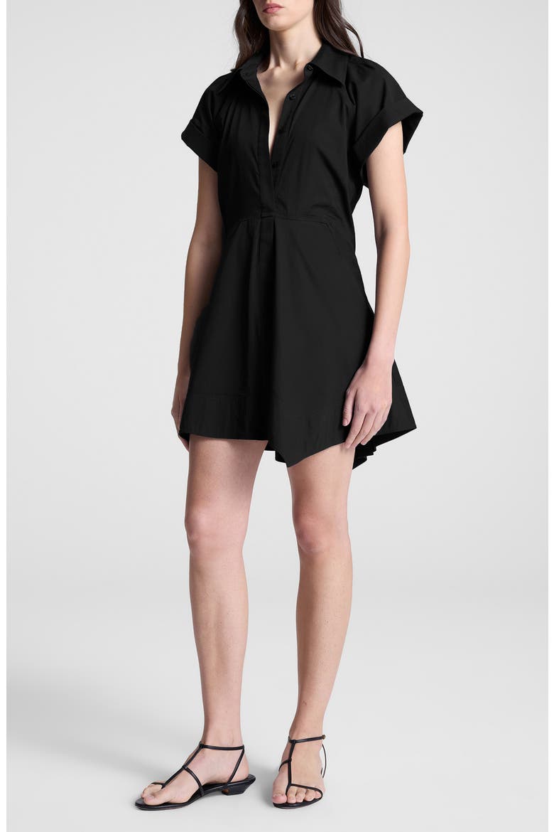 Julie Cotton Mini Shirtdress, Main, color, BLACK