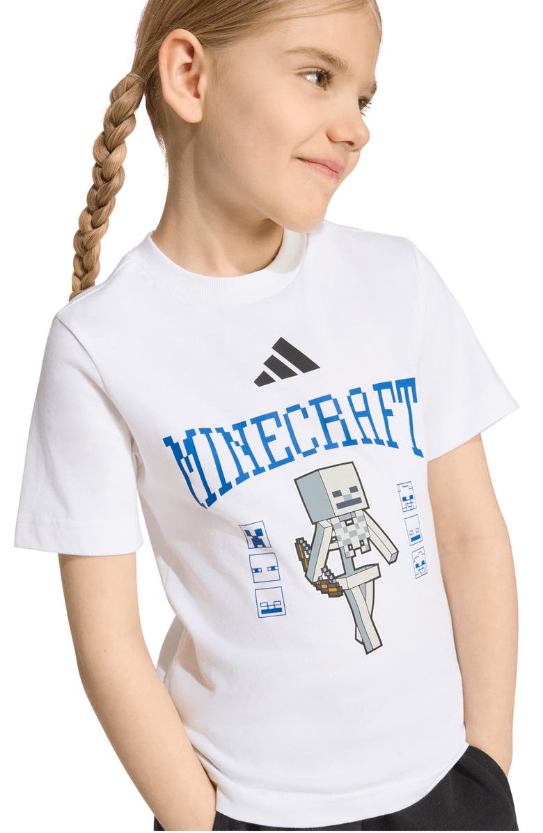 adidas Originals x Minecraft Kids' Cotton Graphic Print T-Shirt, Alternate, color, White