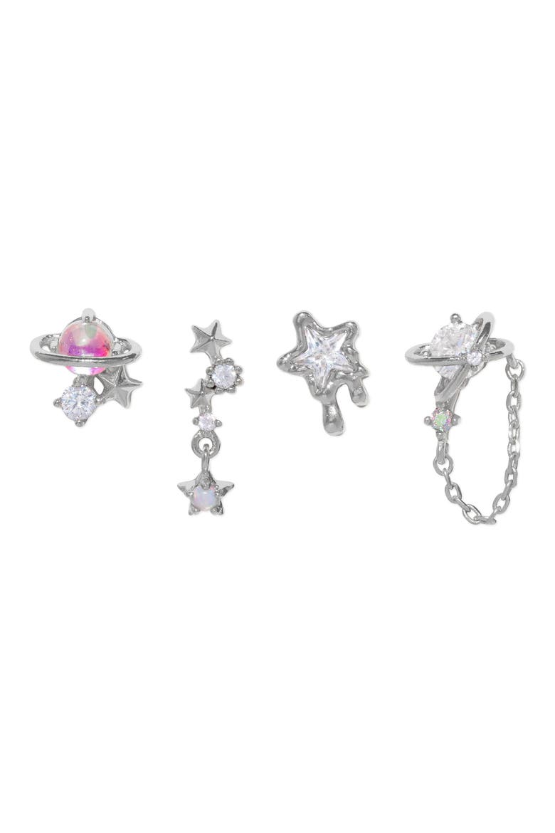 Lunar Dreams Set of 4 Stud Earrings, Main, color, SILVER