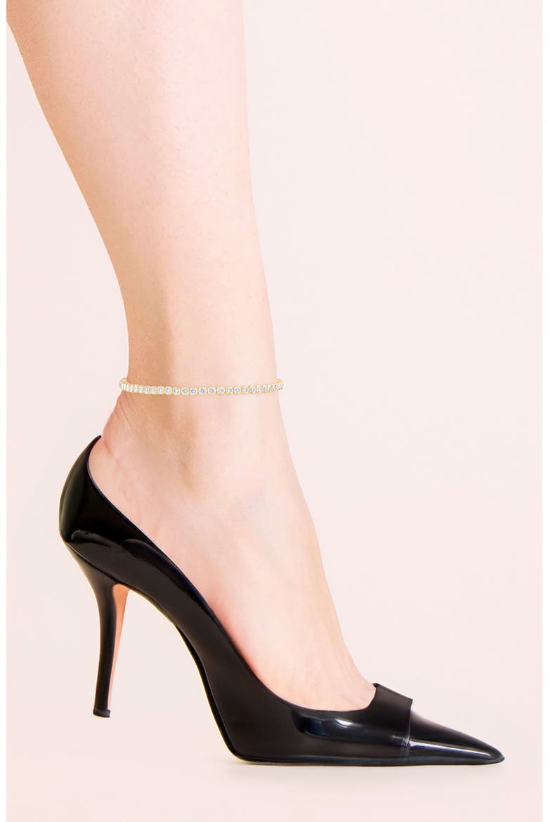 Bezel Round Cubic Zirconia Tennis Anklet, Alternate, color, CLEAR/ GOLD