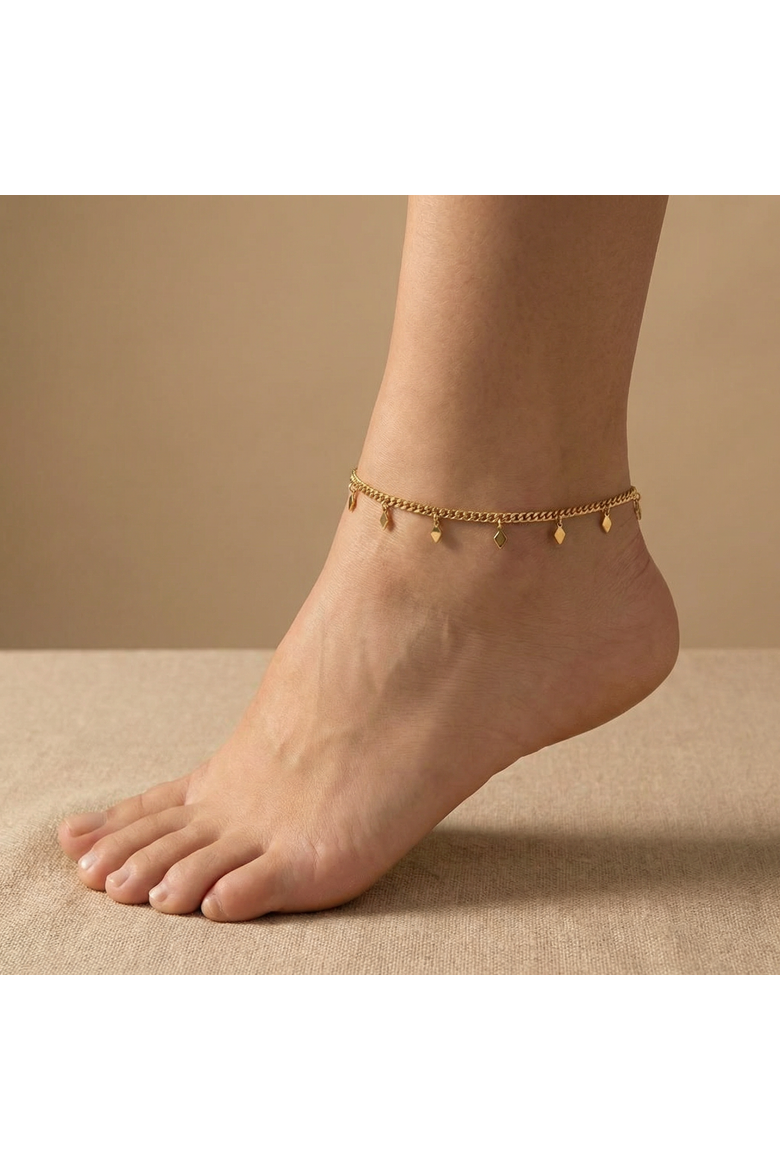 Sabrina Anklet 4mm Curb Chain 10" Lobster Clasp 18k Plated gold, Alternate, color, 18k Yellow Gold