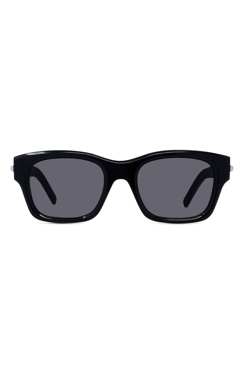Givenchy GV One 52mm Rectangular Sunglasses, Main, color, Shiny Black / Smoke