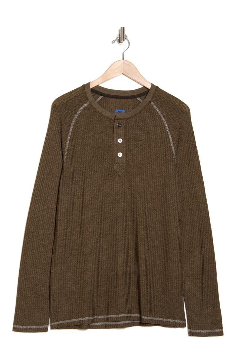 Long Sleeve Waffle Knit Henley Pajama Top, Alternate, color, MOCHA