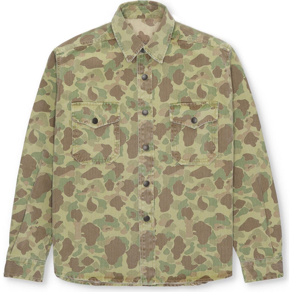 Fortela Kenny Cotton Camouflage Overshirt In Green