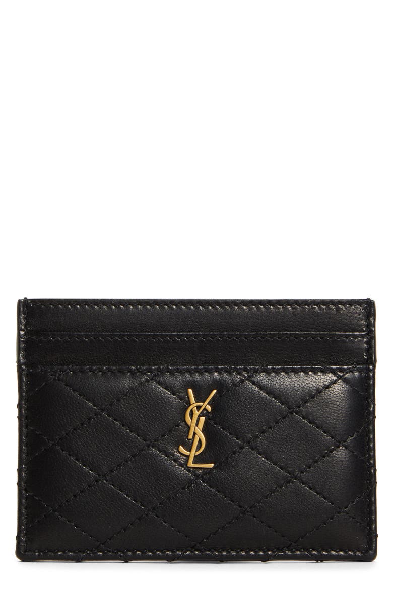 Gaby Quilted Leather Card Case, Main, color, 1000 NERO