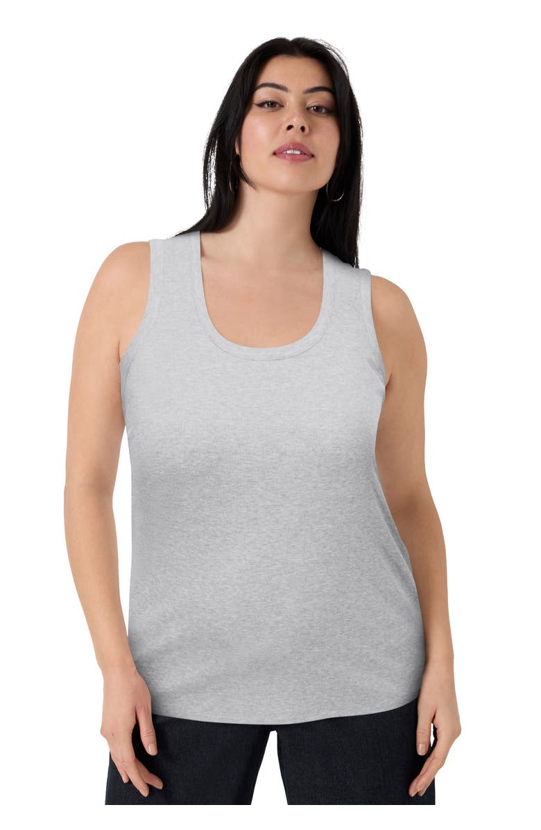 June + Vie Ribbed Scoopneck Tank Top, Main, color, Heather Grey