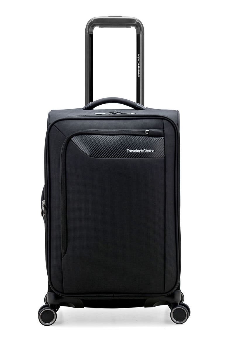 Caymen 22-Inch Spinner Carry-On with USB Port, Main, color, BLACK