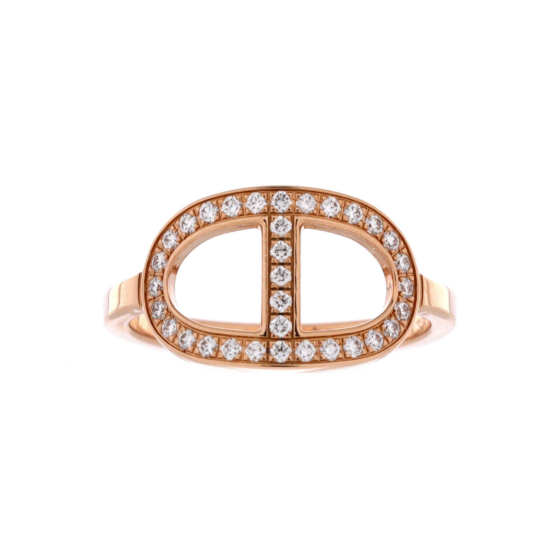 Chaine d'Ancre Contour Ring 18K Rose Gold and Diamonds Medium, Main, color, Metallic Gold