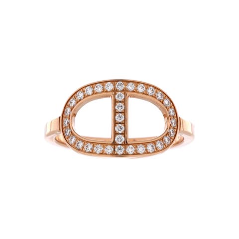 Chaine d'Ancre Contour Ring 18K Rose Gold and Diamonds Medium