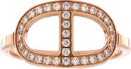 Pre-Owned Hermes Chaine d'Ancre Contour Ring 18K Rose Gold and Diamonds Medium