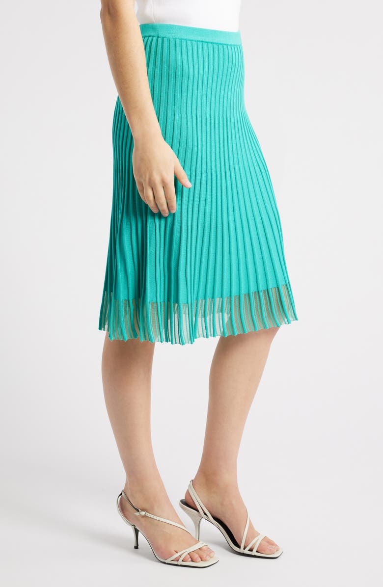 Ming Wang Rib Skirt, Alternate, color, Emerald Awe