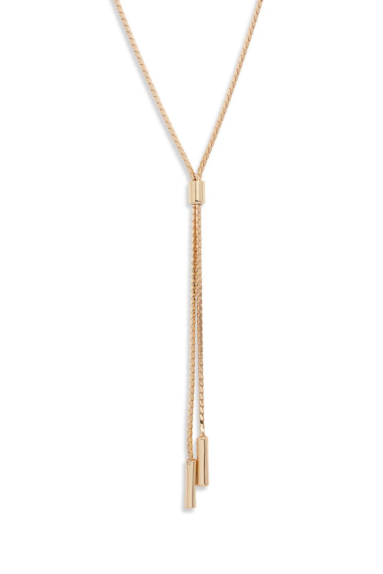 Bar Accent Bolo Y-Necklace, Main, color, GOLD