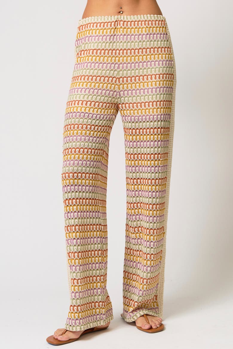 Celine Rainbow Crochet Mid Rise Pants, Main, color, RAINBOW