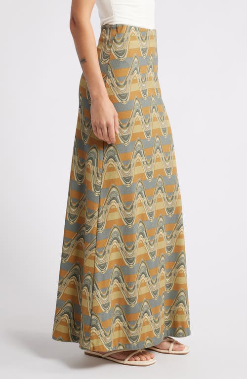Faithfull The Brand Eliza Pattern Maxi Skirt In Ripple Green